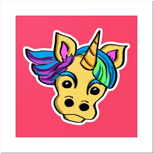 Unicorn Sticker Head Posters and Art